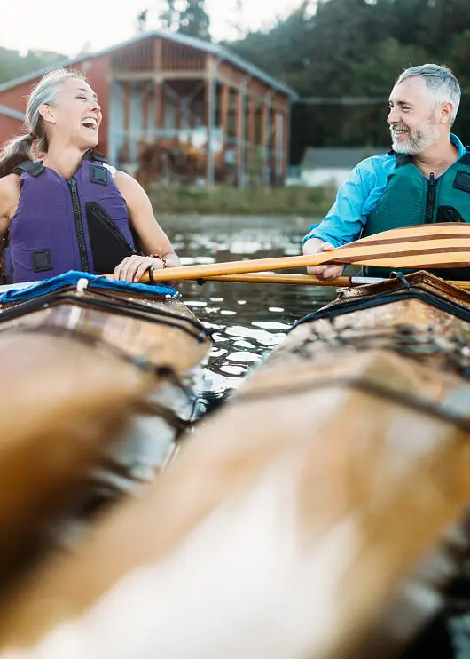 senior couple kayaking